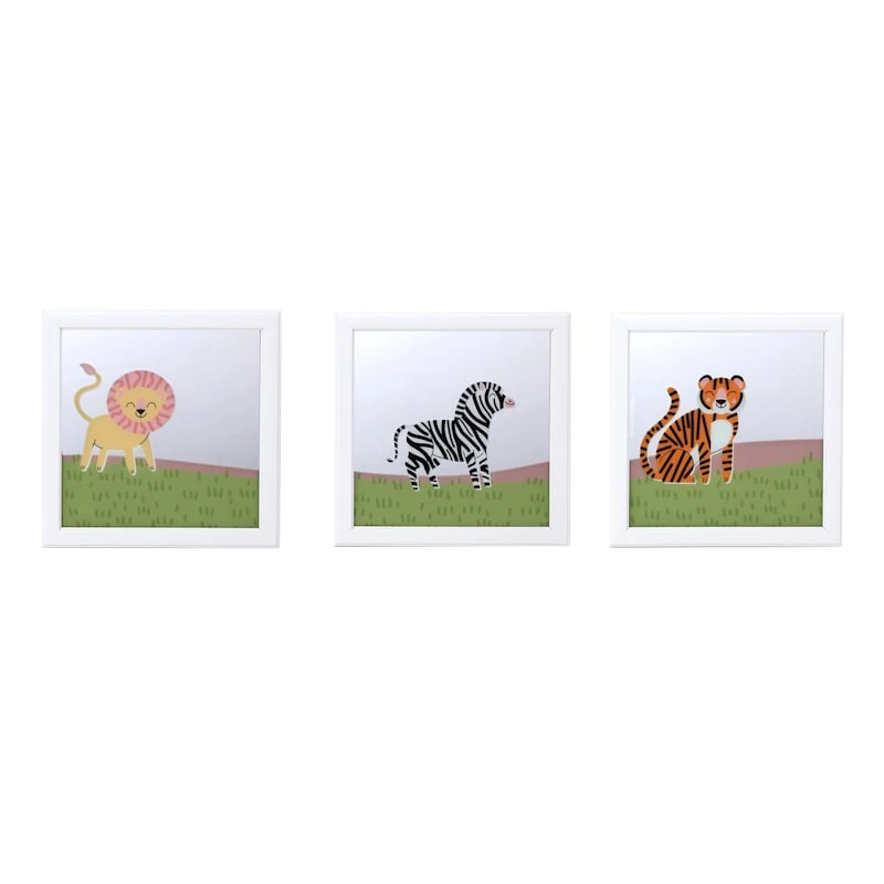 Tiny Dreamers 3-Piece Animal Wall Mirror Set, 12" 3 Tiny Dreamers 3-Piece Animal Wall Mirror Set, 12"
