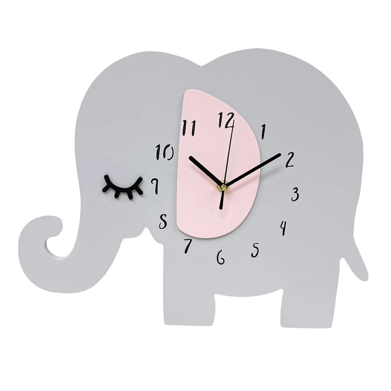 Tiny Dreamers Elephant Wooden Wall Clock, 15x12 3 Tiny Dreamers Elephant Wooden Wall Clock, 15x12