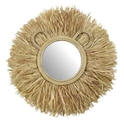 Tiny Dreamers Lion Raffia Wall Mirror, 20"