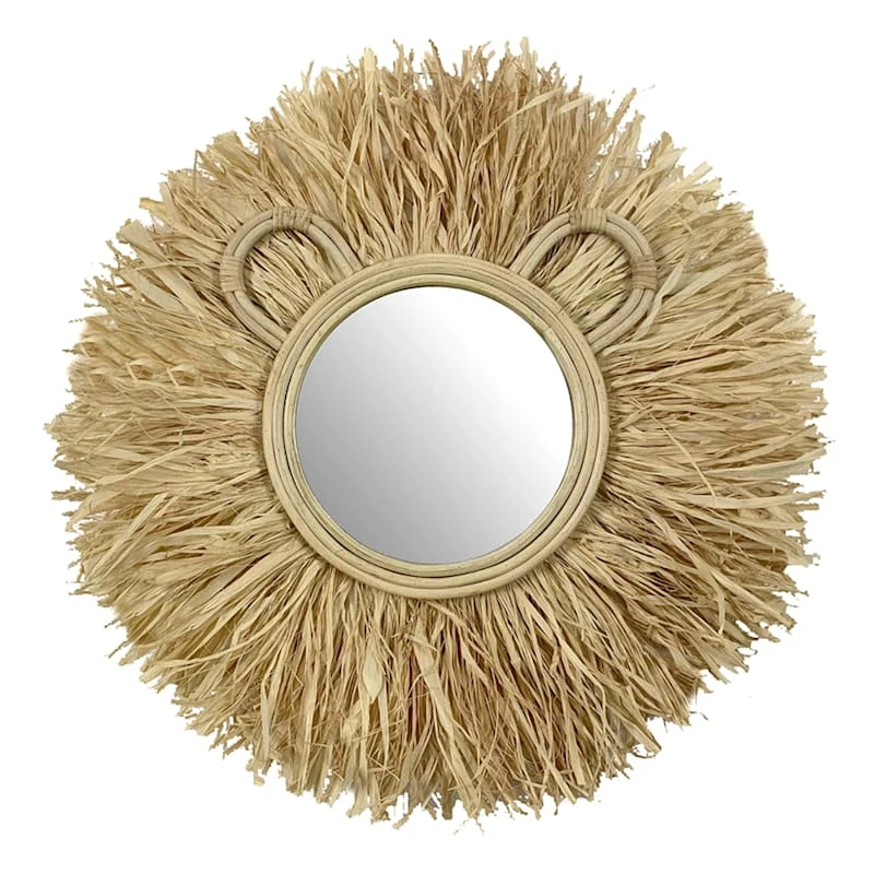 Tiny Dreamers Lion Raffia Wall Mirror, 20" 3 Tiny Dreamers Lion Raffia Wall Mirror, 20"