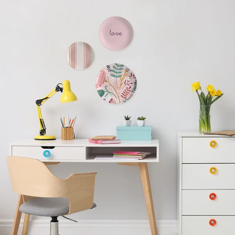 Tracey Boyd 3-Piece Pink Decorative Plate Set, 12" 4 Tracey Boyd 3-Piece Pink Decorative Plate Set, 12" - Image 2