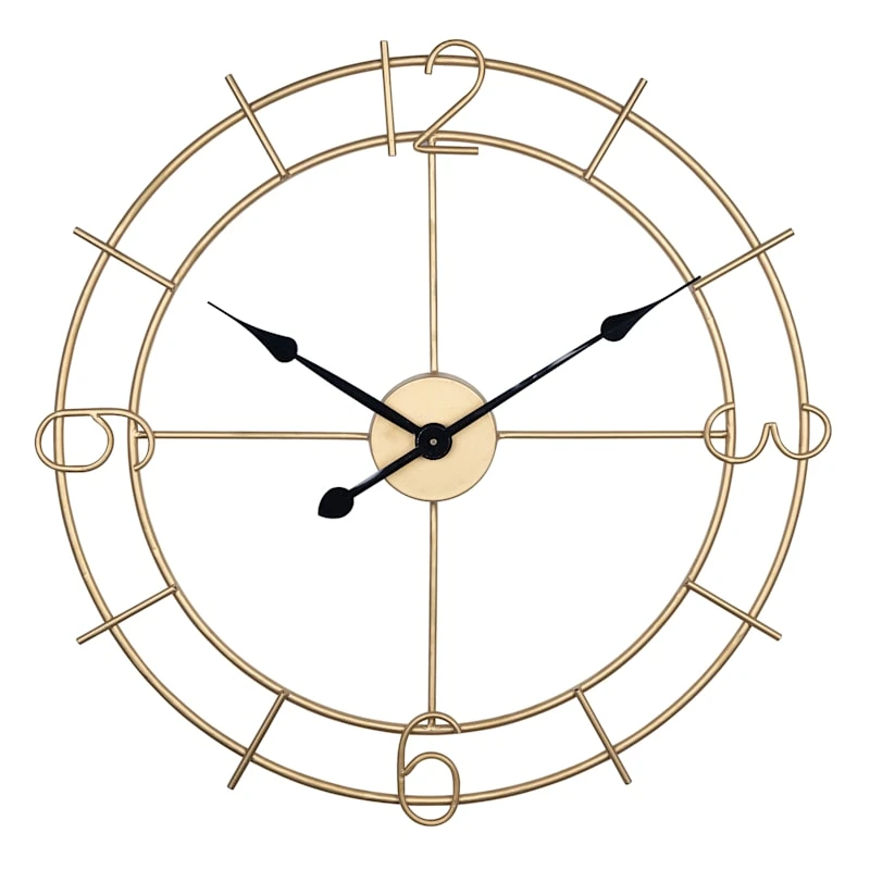 Tracey Boyd Gold Metal Wall Clock, 24" 3 Tracey Boyd Gold Metal Wall Clock, 24"