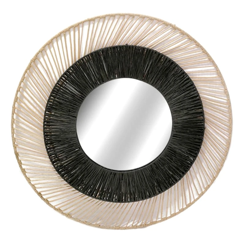 Tracey Boyd Multicolor Rattan Woven Round Wall Mirror, 33.8" 3 Tracey Boyd Multicolor Rattan Woven Round Wall Mirror, 33.8"