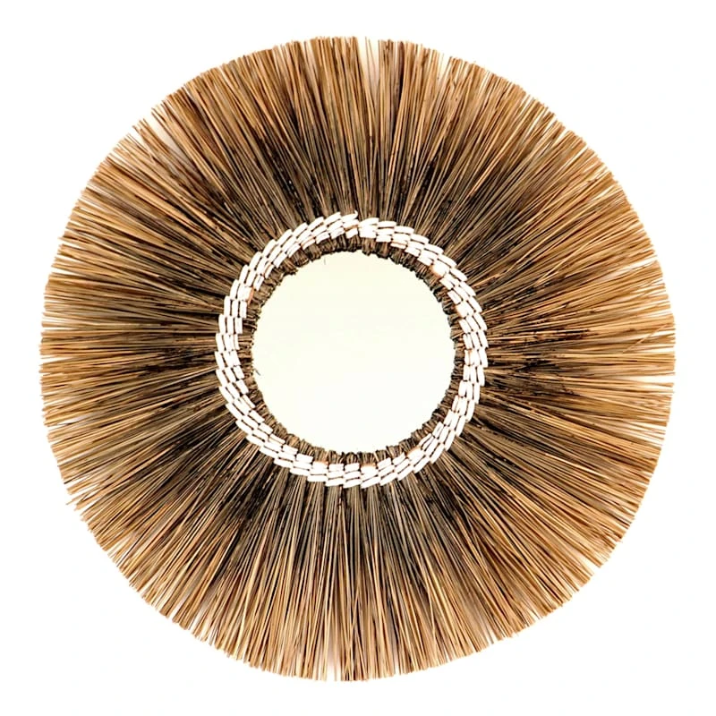 Tracey Boyd Natural Seagrass Round Wall Mirror, 24" 3 Tracey Boyd Natural Seagrass Round Wall Mirror, 24"