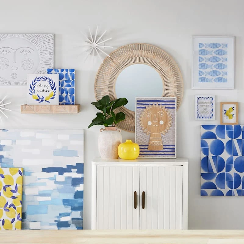 Tracey Boyd Whitewashed Bamboo Round Wall Mirror, 35" 5 Tracey Boyd Whitewashed Bamboo Round Wall Mirror, 35" - Image 3