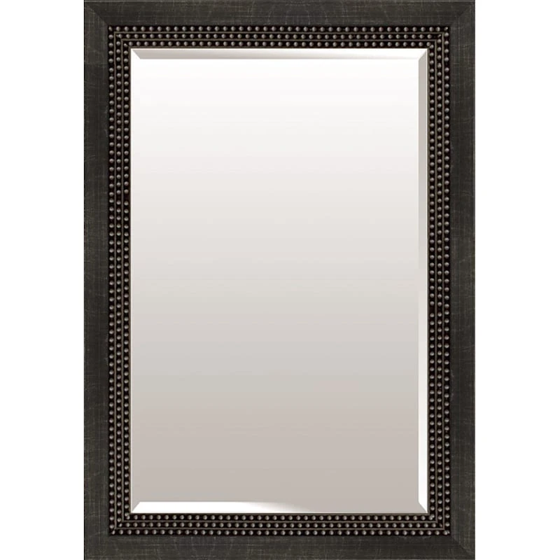 Triple Beaded Brushed Platinum Wall Mirror, 30x36 3 Triple Beaded Brushed Platinum Wall Mirror, 30x36