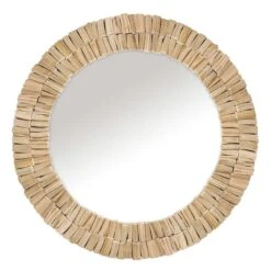 Ty Pennington Natural Driftwood Round Wall Mirror, 35"