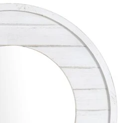Ty Pennington White Faux Wood Round Wall Mirror, 30" -Athome Sales ty pennington white faux wood round wall mirror 30 1