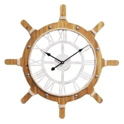 Ty Pennington Wooden Ships Wheel Wall Clock, 24"