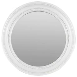 White Beaded Round Wall Mirror, 18"