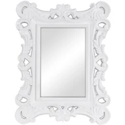 White Engraved Framed Studio Wall Mirror, 20x25