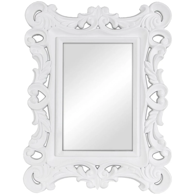 White Engraved Framed Studio Wall Mirror, 20x25 3 White Engraved Framed Studio Wall Mirror, 20x25