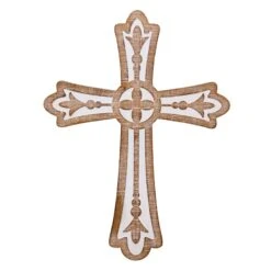 White Faux Wood Wall Cross, 12"