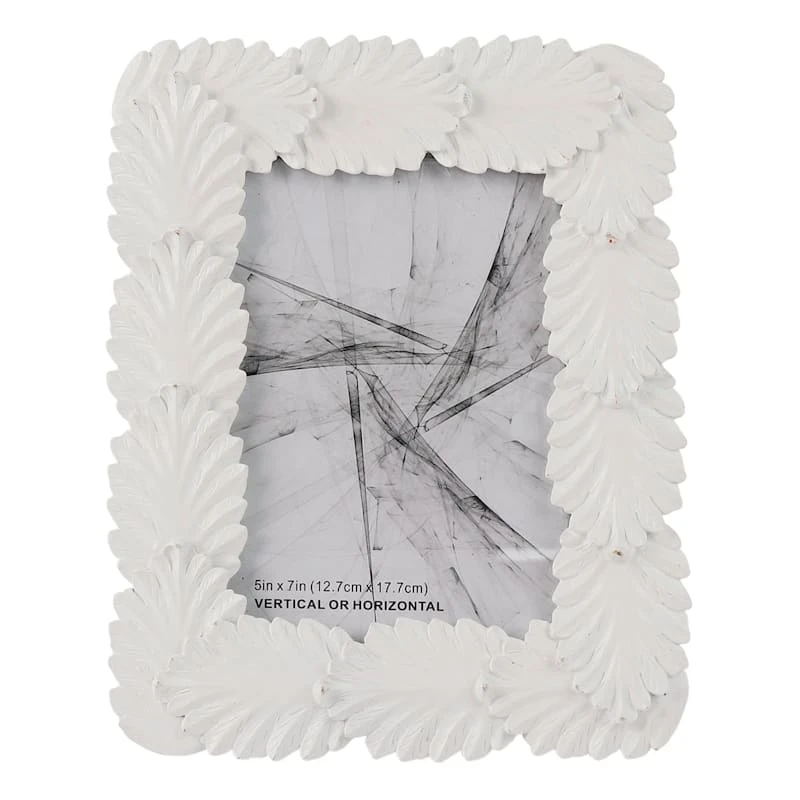 White Leaves Tabletop Photo Frame, 5x7 3 White Leaves Tabletop Photo Frame, 5x7