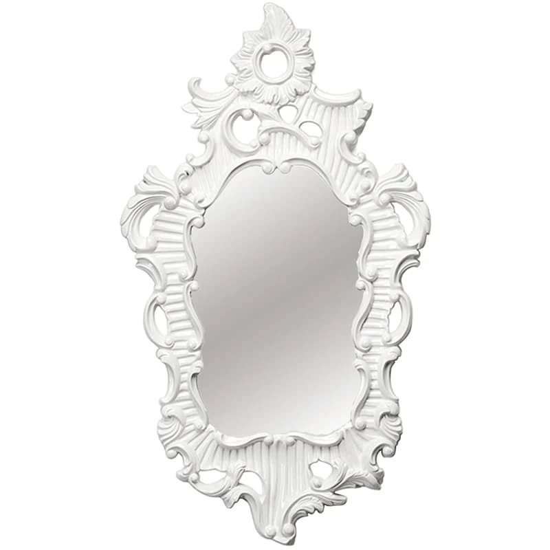 White Rockglam Polyurethane Framed Glossy Wall Mirror, 35x60 3 White Rockglam Polyurethane Framed Glossy Wall Mirror, 35x60