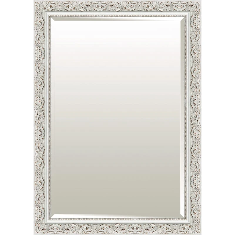 White Solid Wood Antique Wall Mirror, 30x42 3 White Solid Wood Antique Wall Mirror, 30x42