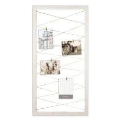 White String Collage With Clothespin Photo Clips, 20x40