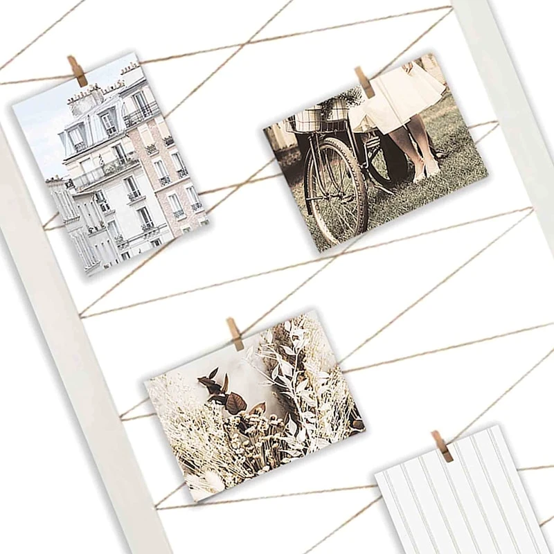 White String Collage With Clothespin Photo Clips, 20x40 4 White String Collage With Clothespin Photo Clips, 20x40 - Image 2