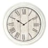 White Wash Roman Numeral Wall Clock, 16" -Athome Sales white wash roman numeral wall clock 16