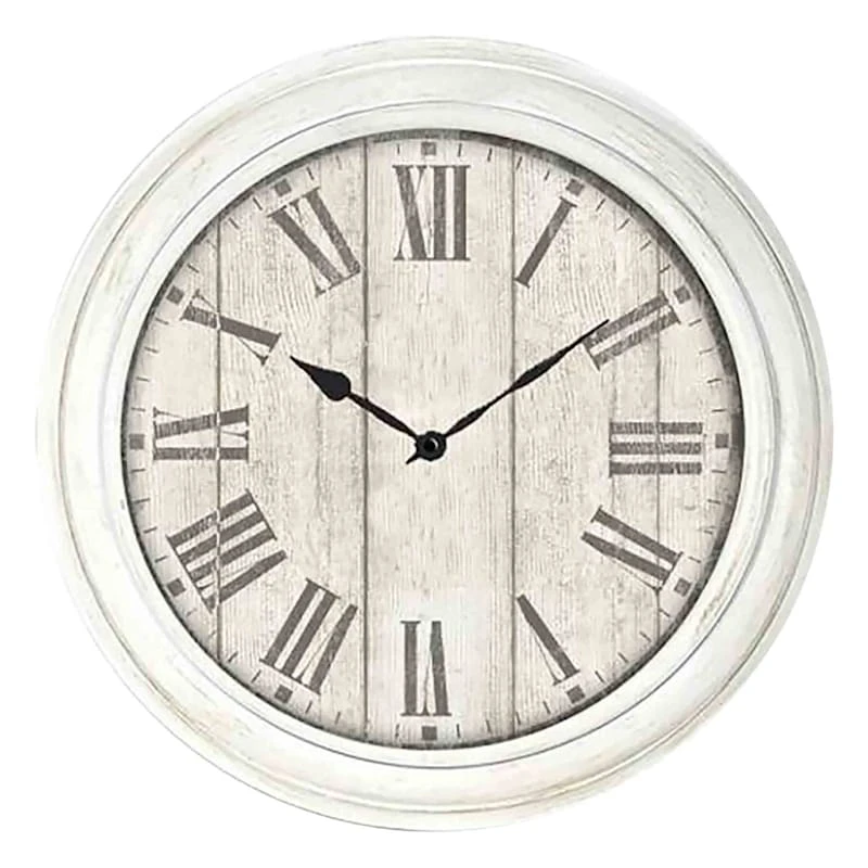 White Wash Roman Numeral Wall Clock, 16" 3 White Wash Roman Numeral Wall Clock, 16"