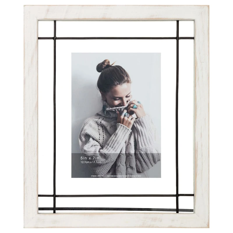 White With Black Wire Floating Wall Frame, 5x7 3 White With Black Wire Floating Wall Frame, 5x7