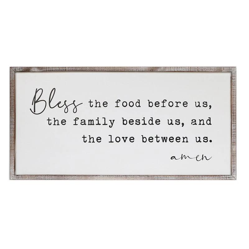 White Wood Framed Bless Script Wall Sign, 18x36 3 White Wood Framed Bless Script Wall Sign, 18x36