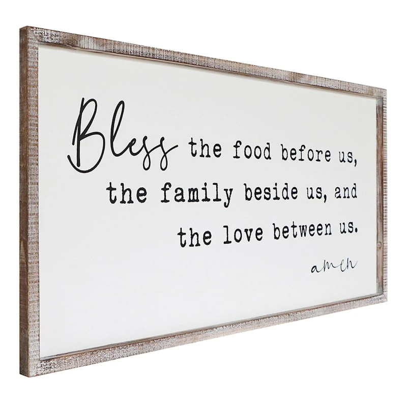 White Wood Framed Bless Script Wall Sign, 18x36 4 White Wood Framed Bless Script Wall Sign, 18x36 - Image 2