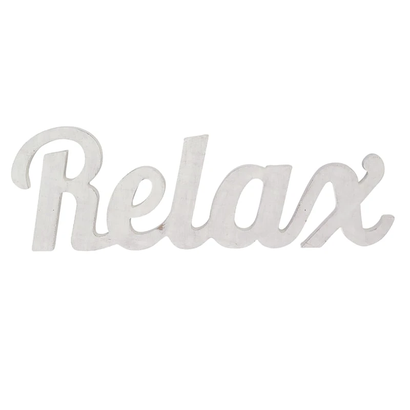 White Wood Relax Monogram Wall Sign, 24x8 3 White Wood Relax Monogram Wall Sign, 24x8