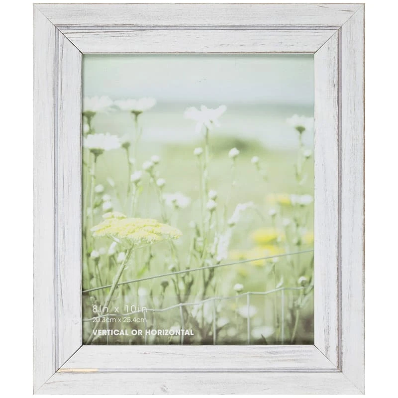 Whitewash Flat With Grooved Line Profile Wall Frame, 8x10 3 Whitewash Flat With Grooved Line Profile Wall Frame, 8x10