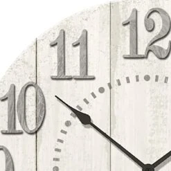 Whitewash Plank Clock With Raised Numbers, 14.5" -Athome Sales whitewash plank clock with raised numbers 14.5 1