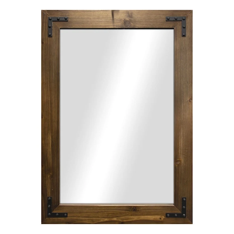 Wood & Metal Accents Framed Wall Mirror, 32x44 3 Wood & Metal Accents Framed Wall Mirror, 32x44