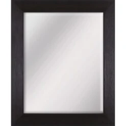 Woodgrain Embossed Espresso Framed Beveled Wall Mirror, 28x34