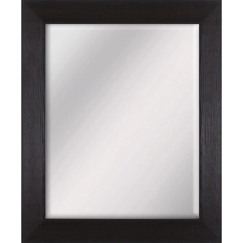Woodgrain Embossed Espresso Framed Beveled Wall Mirror, 28x34 3 Woodgrain Embossed Espresso Framed Beveled Wall Mirror, 28x34