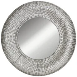 Woven-Look Studio Round Wall Mirror, 24"